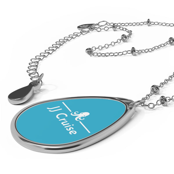 JJ Cruise Branded Oval Necklace (Aqua)